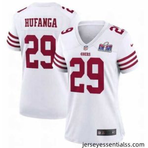 San Francisco 49ers 29 Talanoa Hufanga White 2023 F.U.S.E  With John Madden Patch Vapor Limited Stitched Football 2024 Super Bowl LVIII Jersey