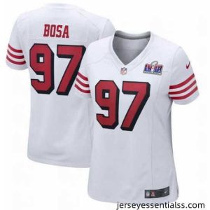 San Francisco 49ers 97 Nick Bosa White Throwback 2023 F.U.S.E  Vapor Untouchable Limited Stitched Football 2024 Super Bowl LVIII Jersey