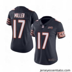 Womens Chicago Bears 17 Anthony Miller Navy Blue Team Color 100th Season Limited Football Jersey