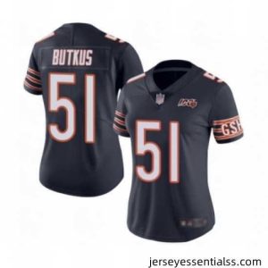 Womens Chicago Bears 51 Dick Butkus Navy Blue Team Color 100th Season Limited Football Jersey