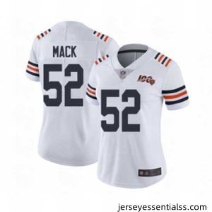 Womens Chicago Bears 52 Khalil Mack White 100th Season Limited Football Jersey