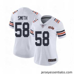 Womens Chicago Bears 58 Roquan Smith White 100th Season Limited Football Jersey