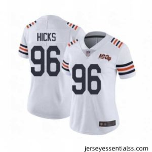 Womens Chicago Bears 96 Akiem Hicks White 100th Season Limited Football Jersey