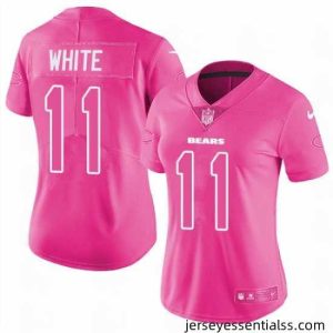 Womens Nike Bears #11 Kevin White Pink  Stitched NFL Limited Rush Fashion Jersey