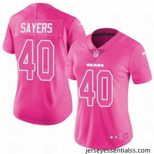 Womens Nike Bears #40 Gale Sayers Pink  Stitched NFL Limited Rush Fashion Jersey