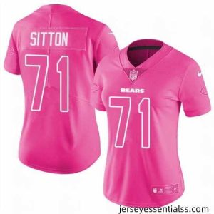 Womens Nike Bears #71 Josh Sitton Pink  Stitched NFL Limited Rush Fashion Jersey