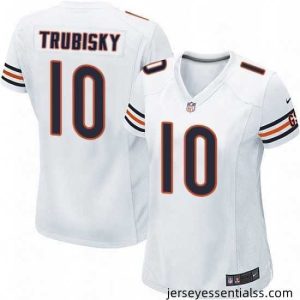 Womens Nike Chicago Bears 10 Mitchell Trubisky Game White NFL Jersey