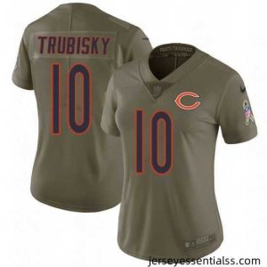 Womens Nike Chicago Bears 10 Mitchell Trubisky Limited Olive 2017 Salute to Service NFL Jersey