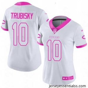 Womens Nike Chicago Bears 10 Mitchell Trubisky Limited WhitePink Rush Fashion NFL Jersey