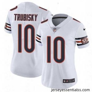 Womens Nike Chicago Bears 10 Mitchell Trubisky White Vapor Untouchable Limited Player NFL Jersey