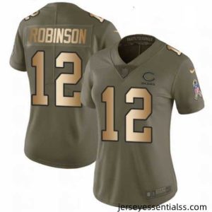 Womens Nike Chicago Bears 12 Allen Robinson Limited OliveGold 2017 Salute to Service NFL Jersey