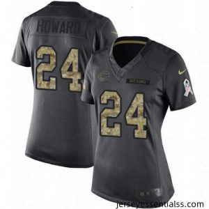Womens Nike Chicago Bears 24 Jordan Howard Limited Black 2016 Salute to Service NFL Jersey