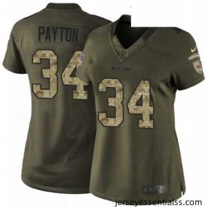 Womens Nike Chicago Bears 34 Walter Payton Elite Green Salute to Service NFL Jersey
