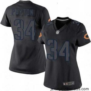 Womens Nike Chicago Bears 34 Walter Payton Limited Black Impact NFL Jersey