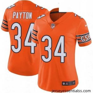 Womens Nike Chicago Bears 34 Walter Payton Limited Orange Rush Vapor Untouchable NFL Jersey