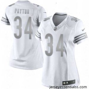 Womens Nike Chicago Bears 34 Walter Payton Limited White Platinum NFL Jersey