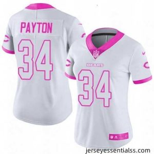 Womens Nike Chicago Bears 34 Walter Payton Limited WhitePink Rush Fashion NFL Jersey