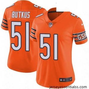 Womens Nike Chicago Bears 51 Dick Butkus Limited Orange Rush Vapor Untouchable NFL Jersey