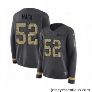 Womens Nike Chicago Bears 52 Khalil Mack Limited Black Salute to Service Therma Long Sleeve NFL Jersey