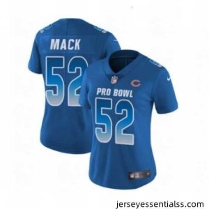 Womens Nike Chicago Bears 52 Khalil Mack Limited Royal Blue NFC 2019 Pro Bowl NFL Jersey