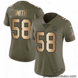 Womens Nike Chicago Bears 58 Roquan Smith Limited Olive Gold 2017 Salute to Service NFL Jersey