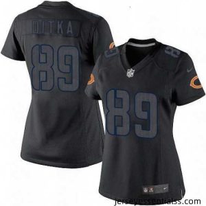 Womens Nike Chicago Bears 89 Mike Ditka Limited Black Impact NFL Jersey