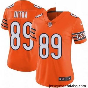 Womens Nike Chicago Bears 89 Mike Ditka Limited Orange Rush Vapor Untouchable NFL Jersey