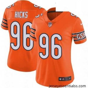 Womens Nike Chicago Bears 96 Akiem Hicks Limited Orange Rush Vapor Untouchable NFL Jersey