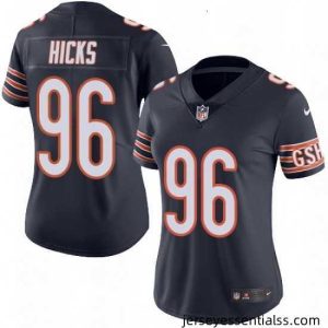 Womens Nike Chicago Bears 96 Akiem Hicks Navy Blue Team Color Vapor Untouchable Limited Player NFL Jersey