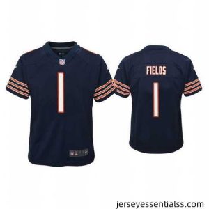 Chicago Bears 1 Justin Fields Navy Jersey