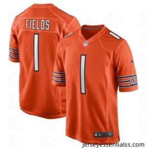 Chicago Bears #1 Justin Fields Nike Orange 2021 NFL Draft First Round Pick Alternate Limited Jersey