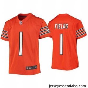 Chicago Bears 1 Justin Fields Orange Jersey