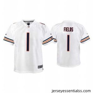 Chicago Bears 1 Justin Fields White Jersey