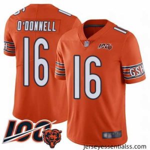 Chicago Bears 16 Pat ODonnell Orange Alternate 100th Season Limited Football Jersey