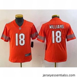 Chicago Bears 18 Caleb Williams Orange 2024 Draft Vapor Stitched Jersey  1
