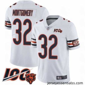 Chicago Bears 32 David Montgomery White Vapor Untouchable Limited Player 100th Season Football Jersey
