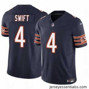 Chicago Bears 4 D'Andre Swift Navy 2023 F.U.S.E  Vapor Stitched Football Jersey