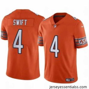 Chicago Bears 4 D'Andre Swift Orange Vapor Stitched Football Jersey