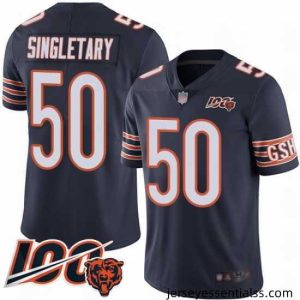 Chicago Bears 50 Mike Singletary Navy Blue Team Color 100th Season Limited Football Jersey