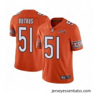 Chicago Bears 51 Dick Butkus Orange Alternate 100th Season Limited Football Jersey