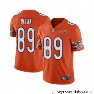 Chicago Bears 89 Mike Ditka Orange Alternate 100th Season Limited Football Jersey