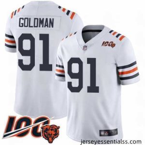 Chicago Bears 91 Eddie Goldman White 100th Season Limited Football Jersey