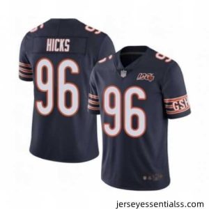 Chicago Bears 96 Akiem Hicks Navy Blue Team Color 100th Season Limited Football Jersey