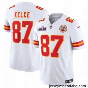 Kansas City Chiefs 87 Travis Kelce White 2023 F.U.S.E  Vapor Untouchable Limited Stitched 2024 Super Bowl LVIII Jersey