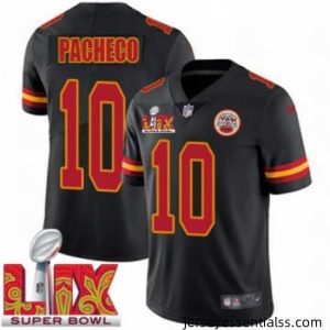 Kansas City Chiefs Isiah Pacheco #10 Black 2024 2025 Super Bowl LIX F.U.S.E Stitched Jersey