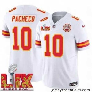Kansas City Chiefs Isiah Pacheco #10 White 2024 2025 Super Bowl LIX F.U.S.E Stitched Jersey