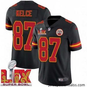 Kansas City Chiefs Travis Kelce #87 Black 2024 2025 Super Bowl LIX F.U.S.E Stitched Jersey