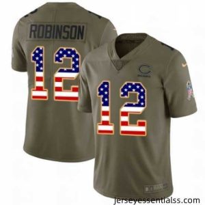 Nike Chicago Bears 12 Allen Robinson Limited OliveUSA Flag 2017 Salute to Service NFL Jersey
