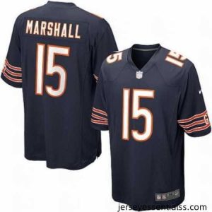 Nike Chicago Bears 15# Brandon Marshall Game Navy Blue Color Jersey