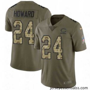 Nike Chicago Bears 24 Jordan Howard Limited OliveCamo Salute to Service NFL Jersey